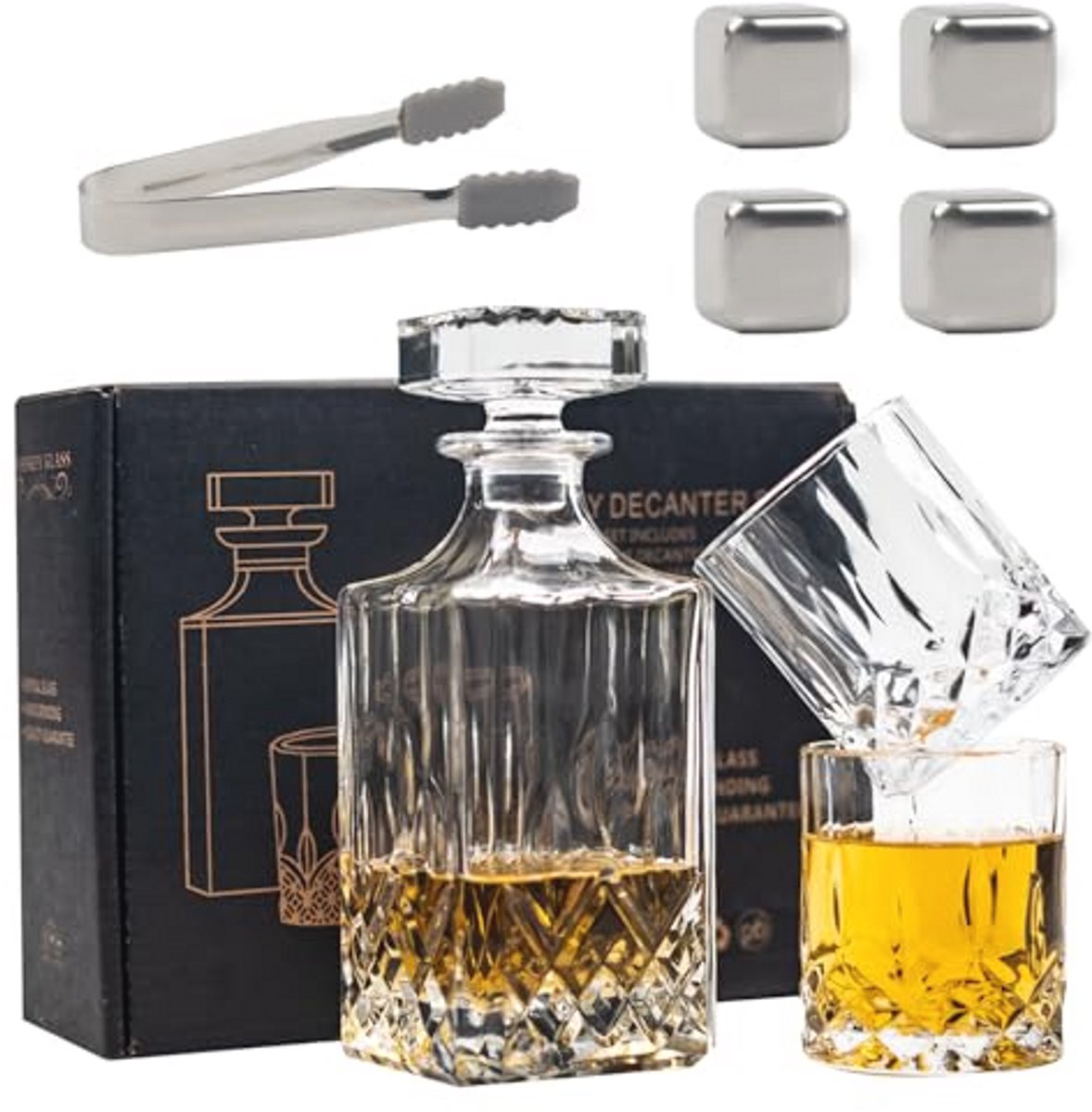 Kristallen Whisky Karaf Set met 2 Glazen en Accessoires