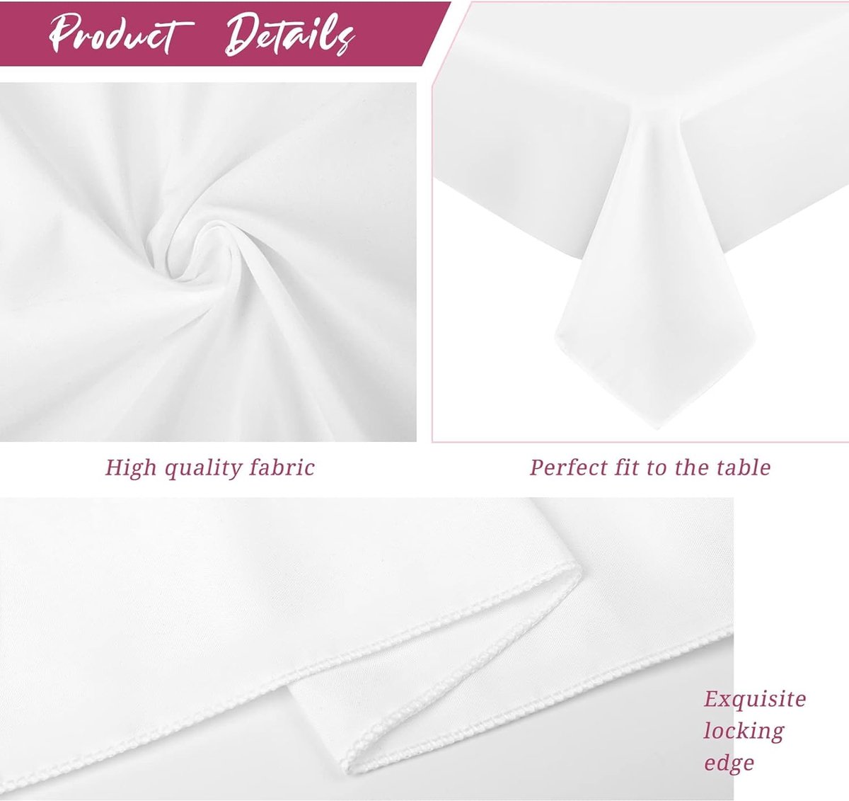 Unyqoos® Set van 6 stijlvolle witte polyester tafelkleden voor diverse gelegenheden