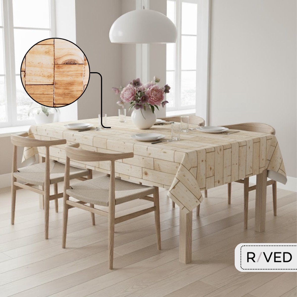 Raved Tafelzeil 140×200 cm - Bruin Tegel-Houtlook - PVC - Afwasbaar