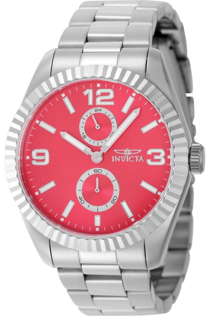 Invicta Specialty 49526 Heren Horloge - Waterdicht - Analoog - Quartz Uurwerk - Roestvrij Staal met rode Wijzerplaat - 43mm