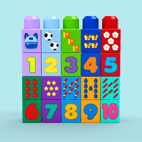MEGA BLOKS Bouwen en Tellen Bus - Speelgoedset met bouwblokken - 45 onderdelen van Merkloos — afbeelding 2