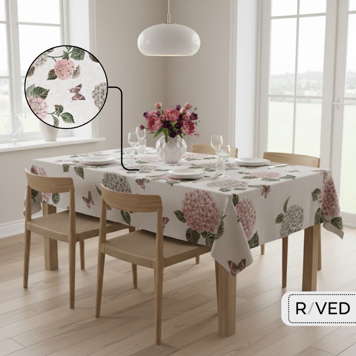 Raved Tafelzeil – 140 cm x 310 cm – Hortensia Roze – PVC – Afwasbaar