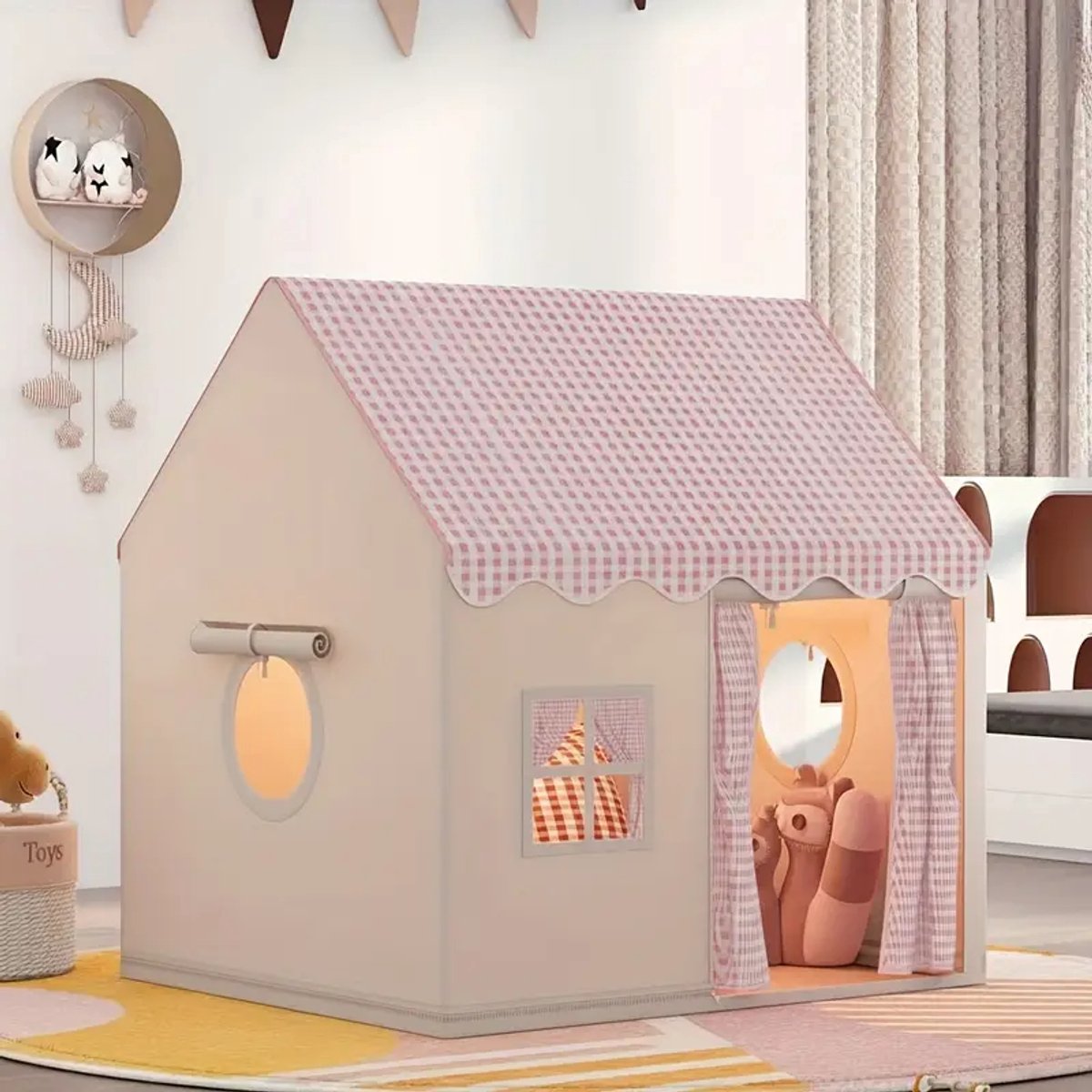 Kinderspeeltent – Magisch Speelhuis & Kasteel voor Jongens en Meisjes – Binnen & Buiten – Opvouwbare Kindertent met Ritsdeur – Draagbare Speeltent, Geheim Basis Hut & Slaaptent – Perfect Kerstcadeau & Strand Speelgoed - T