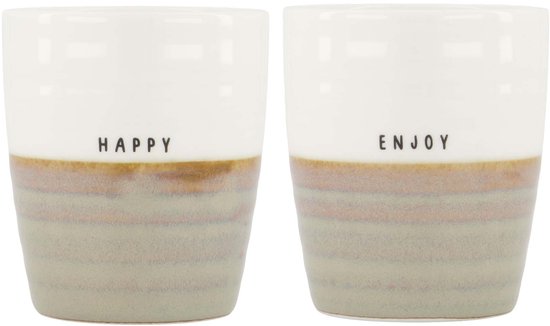 Zusss Set de 2 tasses à café Enjoy/ Happy Wit