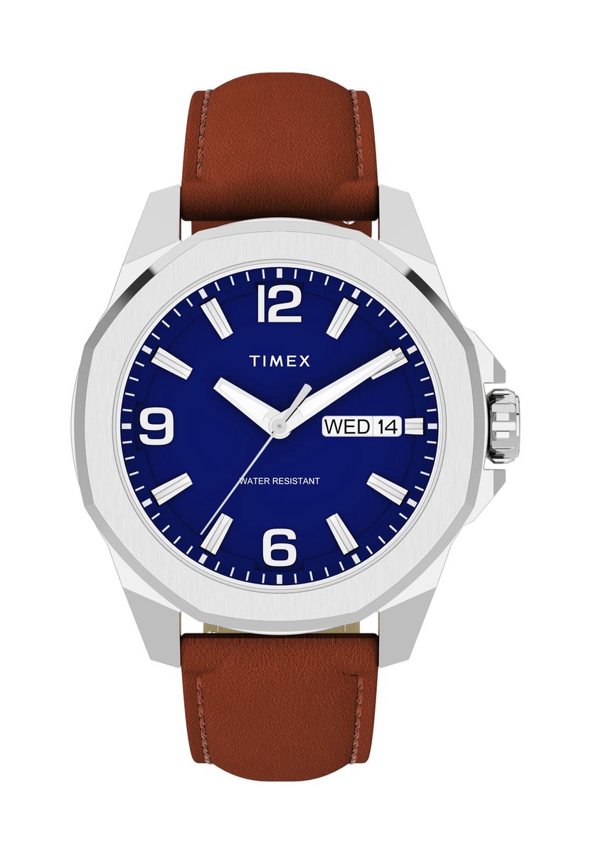 Timex Essex Ave 46 Quartz Analoog Horloge Bruin Kast: 100% Loodarm Messing | Armband: 100% Leer 46 TW2W92800AJ, TW2W92900AJ