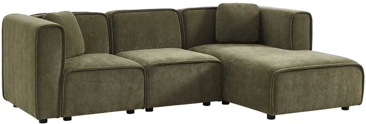 sweeek - Rechtse hoekbank 3 zitplaatsen stof 2 vierkante kussens l 230 x b 145 x h 70 cm - lester