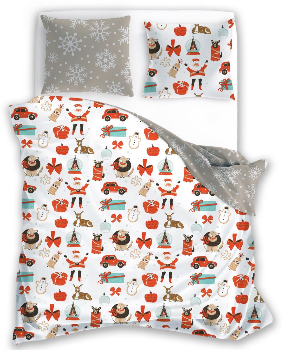 Kerst dekbedovertrek Winter microvezel eenpersoons 140 x200 Xmas Christmas
