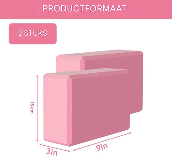 Vitdipy - Yoga Blok - 2 stuks - EVA Foam - Yoga Equipment - Hard foam blokken - Yoga & Pilates - 22*15.7*7.5 cm - Roze van Vitdipy — afbeelding 5