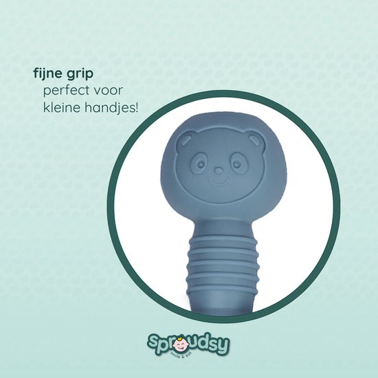 Sproudsy Couverts pour enfants - Bébé - 2 Cuillères et Fourchettes Bébé - Couverts Bébé - Sans BPA - Grijs Blauw
