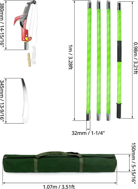 4 meter lange telescoop snoeizaag met verstelbare hoogte en SK5 staal blad van Talen Tools — afbeelding 3