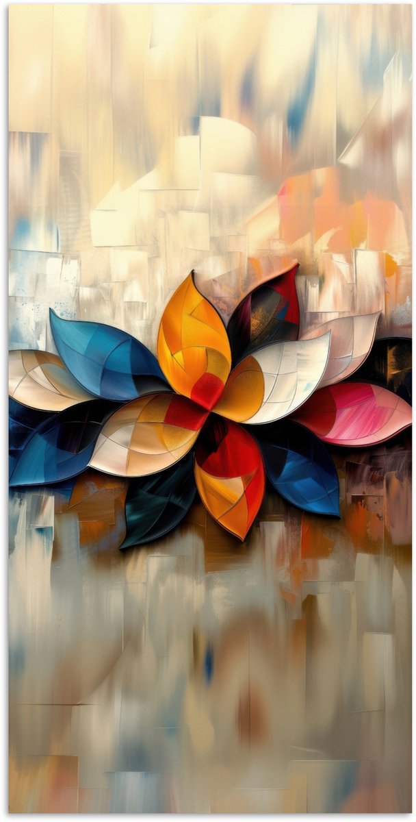 Poster 40x80 cm - Bloem - Abstract - Kleurrijk - Bladeren - Posters - Kamer decoratie - Wanddecoratie woonkamer - Muurdecoratie slaapkamer