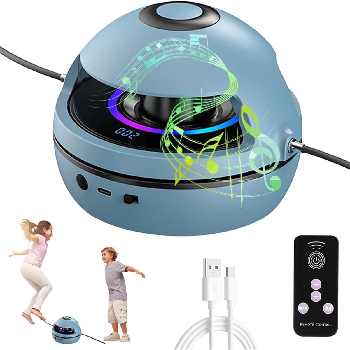Ynkkvre -Intelligente Springtouwmachine - Slag-Springmachine - Met Bluetooth-Luidspreker En LED-Teller Voor Prestatievolgen + Draadloze Afstandsbediening - 1 Stuks - Voor Thuisgebruik/Gezin blauw