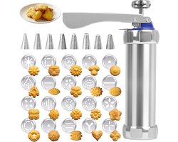 Koekjesspuit - Metalen Spuitzakset - 20 Vormen & 8 Spuitmonden - RVS & Aluminium - Makkelijk Schoonmaken - Voor Taarten & Koekjes - Cadeau voor Bakliefhebbers