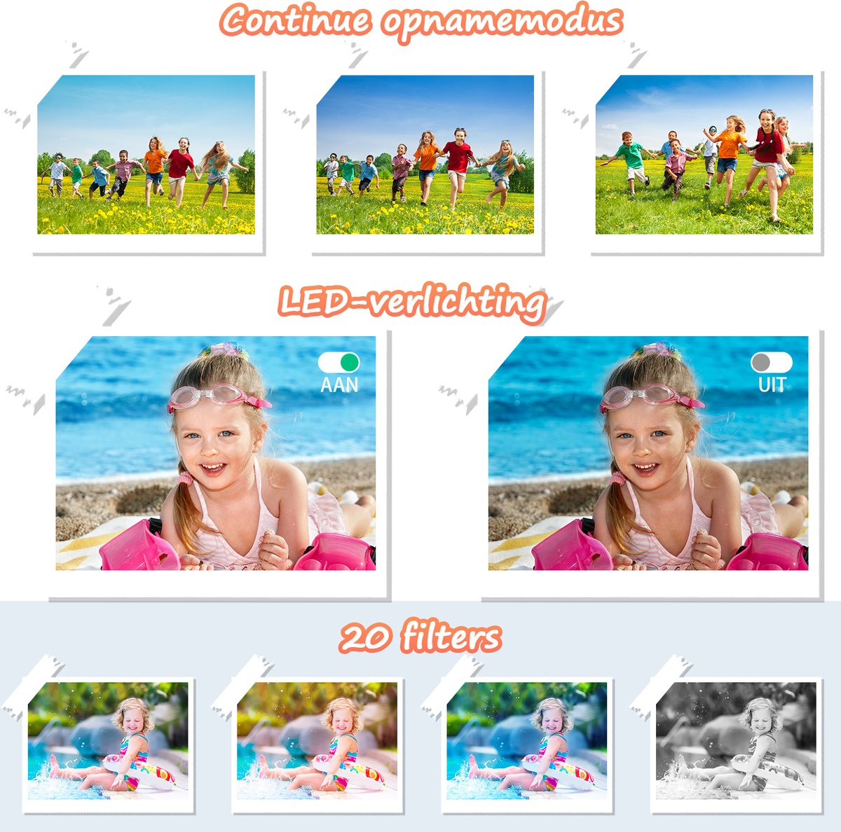 Digitale Camera 44MP - 1080P FHD Video - 2.4 Inch LCD Scherm - 16X Digitale Zoom - Compacte en Draagbare Vlogcamera - Anti Shake Functie - Inclusief 32GB SD Kaart - Paars thumbnail 4