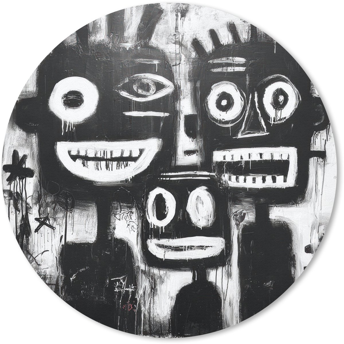 Muismat rond 20x20 cm - Mousepad Schilderij - Figuren - Zwart - Abstract - Ronde muismatten