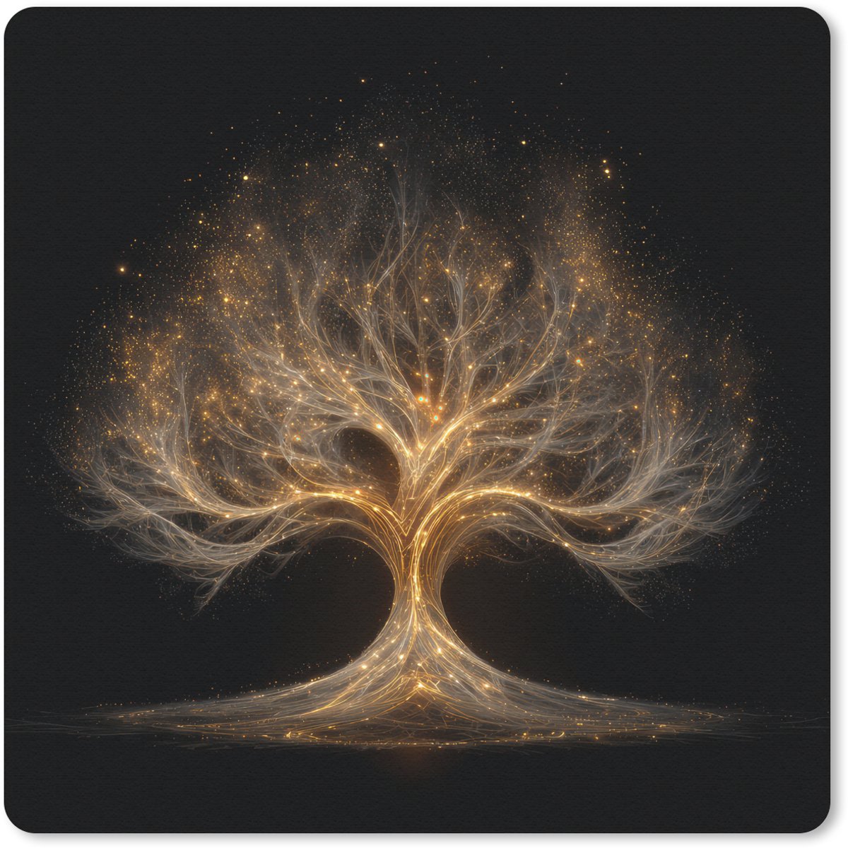 Muismat 20x20 cm - Mousepad Lichtjes - Boom - Abstract - Zwart - Muismatten