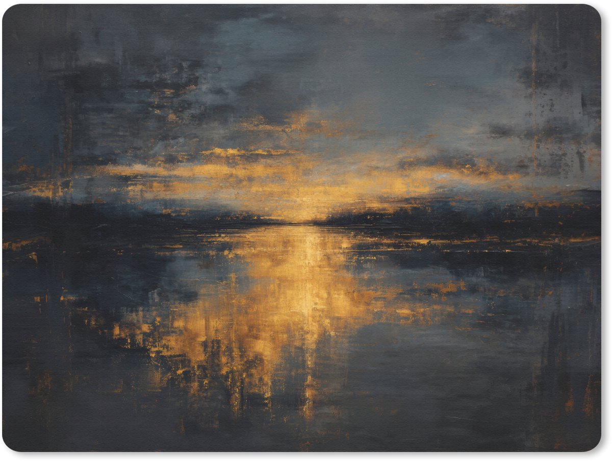 Muismat 23x19 cm - Mousepad Gouden Reflectie op Water - Muismatten