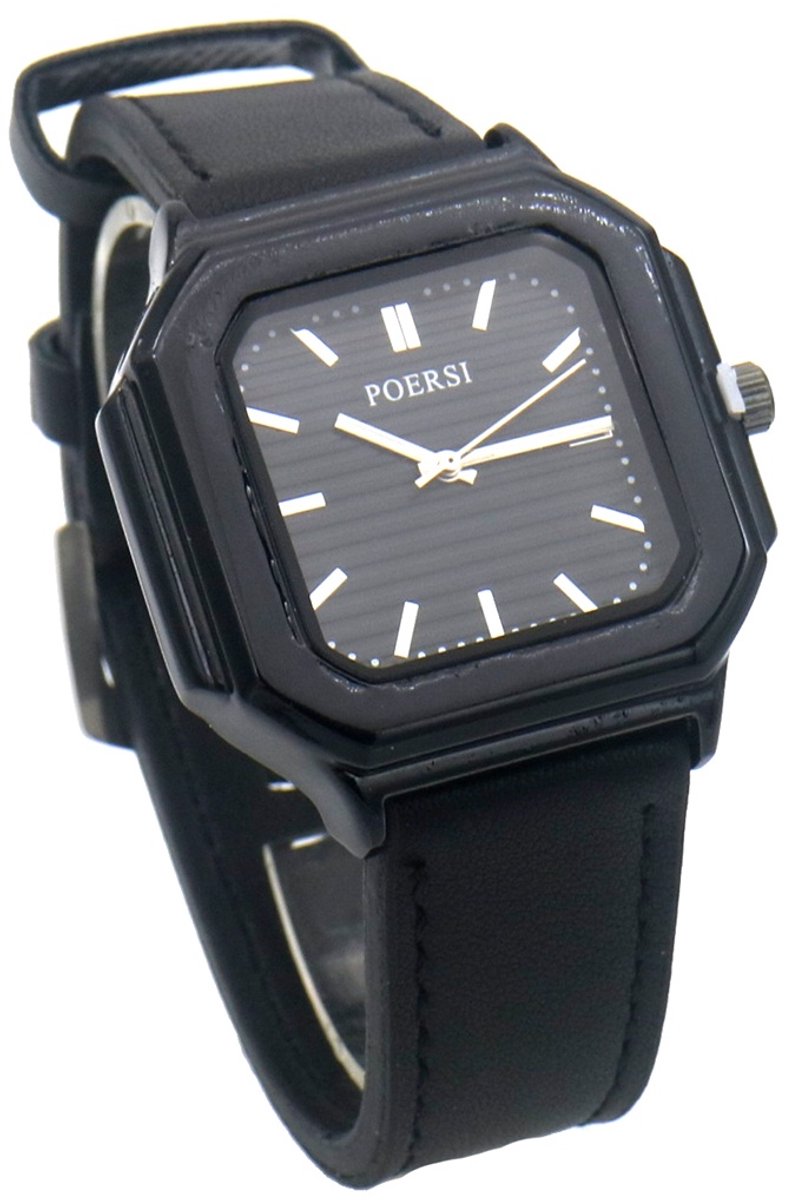 Horloge - quartz - PU band - zwart
