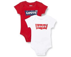 Levi´s ® Kids Batwing Body Met Korte Mouwen 2 Eenheden Rood,Wit 6-12 Months Kinderen