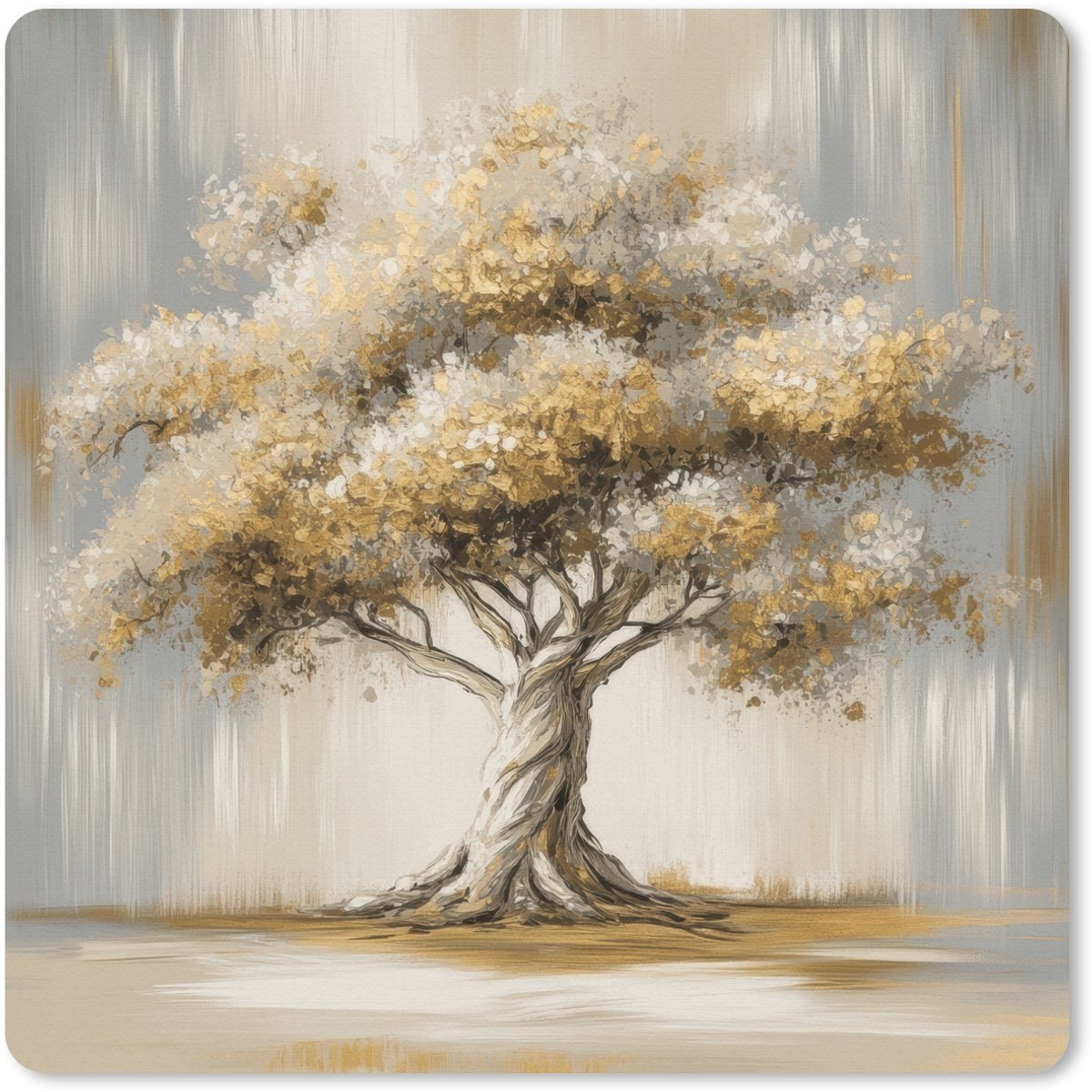 Muismat 20x20 cm - Mousepad Boom - Bladeren - Abstract - Wit - Muismatten