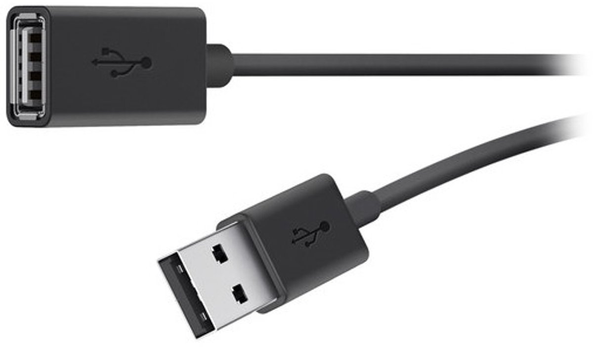 Belkin USB 2.0 A M/F 1.8m USB-kabel 1,8 m USB A Zwart