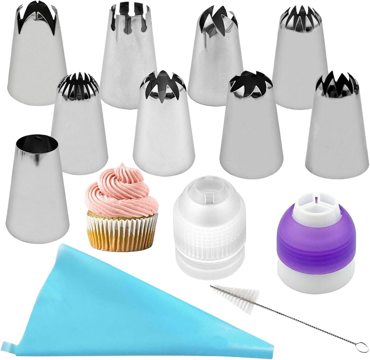 Spuitmondset voor decoreren taarten, cupcakes - 13 stuks