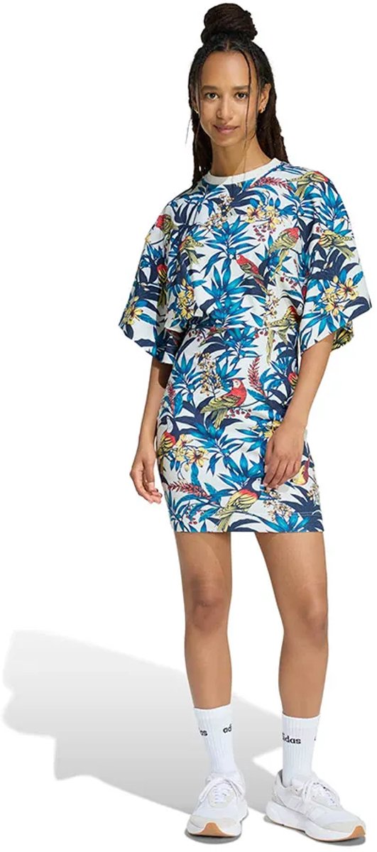Adidas X Farm Rio Korte Mouwen Korte Jurk Veelkleurig M Vrouw Groen