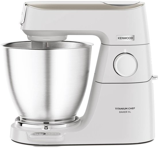 Robot pâtissier Kenwood blanc 'Titanium Chef Baker XL' avec bol inox.