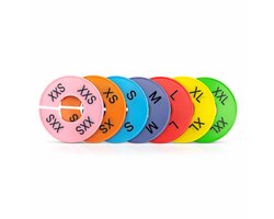 S&D | Maataanduiding Kledingrek - KLEUREN - Maten Ringen - XXS XS S M L XL XXL - Maatringen Kledingwinkel
