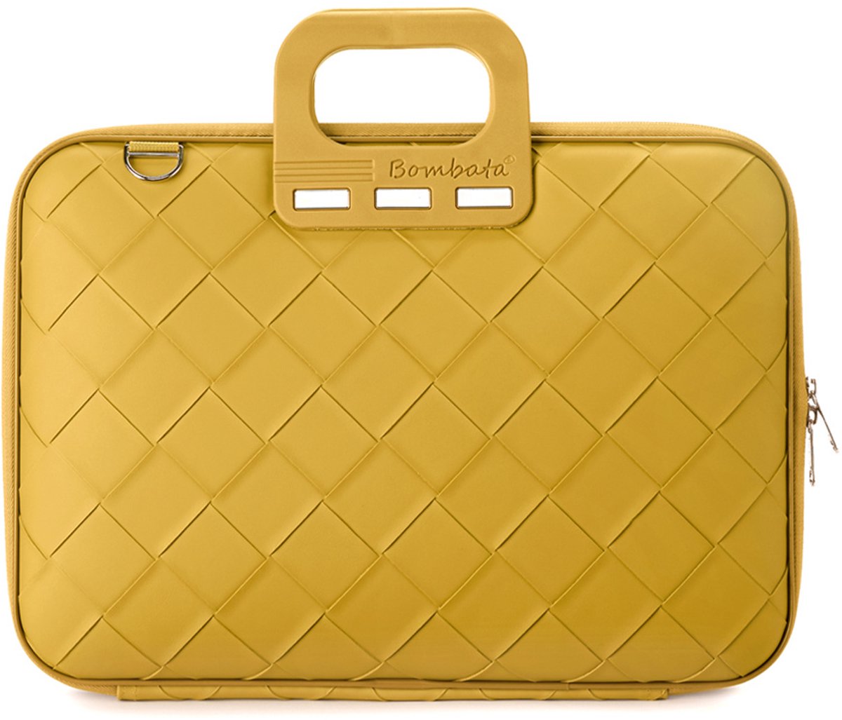 Bombata Intrecciato 15 / 16 inch Laptoptas Unisex - Vlechtpatroon - Geel