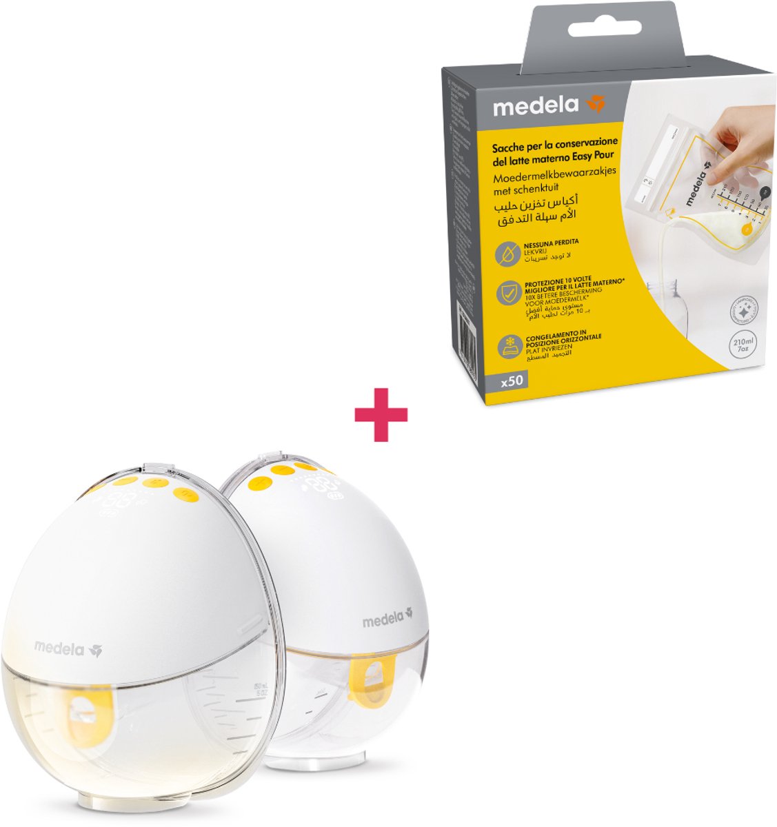 Medela Motion InBra dubbel + Moedermelk bewaarzakjes 50 stuks - Voordeelverpakking