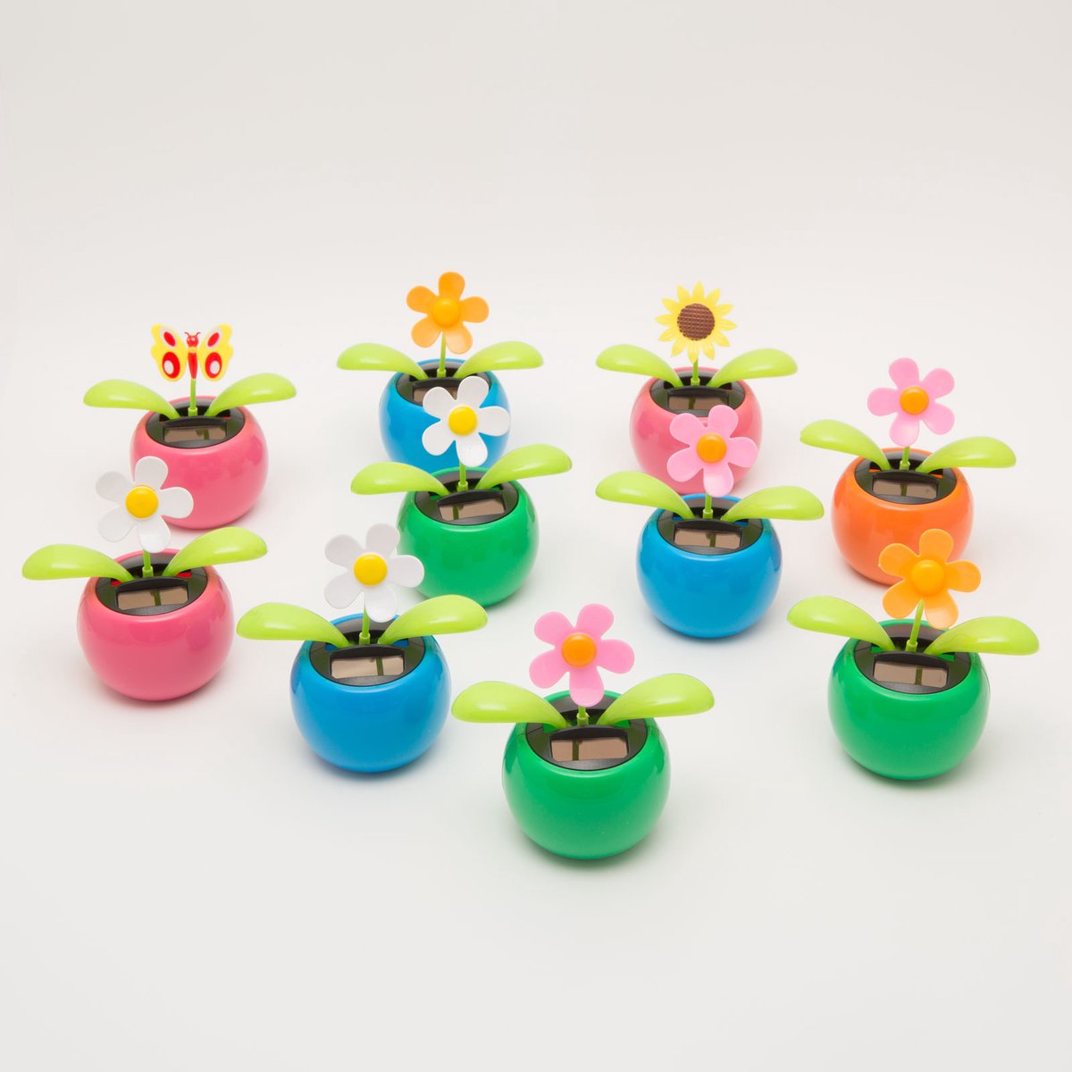 Zonne-Energie Solar Decoratie – Bewegende Figuur (Bloem, Bij, Vlinder, Lieveheersbeestje of Zon) – Werkt op Zonnecel Zonder Batterijen – 6,5 x 10 x 12,5 cm – Decoratie voor Auto, Huis of Raam [11459A]