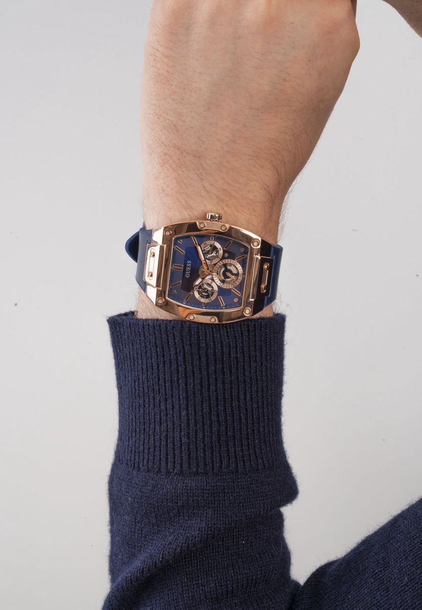 Guess Phoenix Kwarts Analoog Horloge Zwart Case: 100% Stainless Steel | Armband: 100% Genuine Leather 41.5 GW0202G4