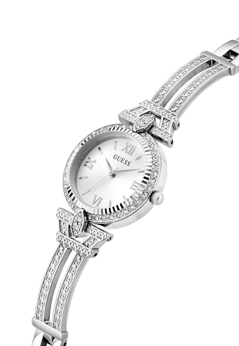 Guess Delphine Quartz Analoog Horloge Zilveren Toon Case: 100% Recycled Steel | Armband: 100% Recycled Steel 28 mm GW0864L1, GW0864L2
