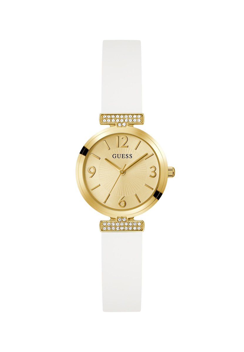 Guess Array Quartz Analoog Horloge Wit Case: 100% Recycled Steel | Armband: 100% Silicone 28 mm GW0912L2