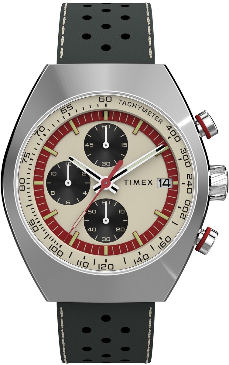 Timex Legacy Tonneau Quartz Chronograaf Horloge Bruin Kast: 100% Roestvrij Staal | Armband 100% Leer 42 mm TW2W93400AJ, TW2W93500AJ