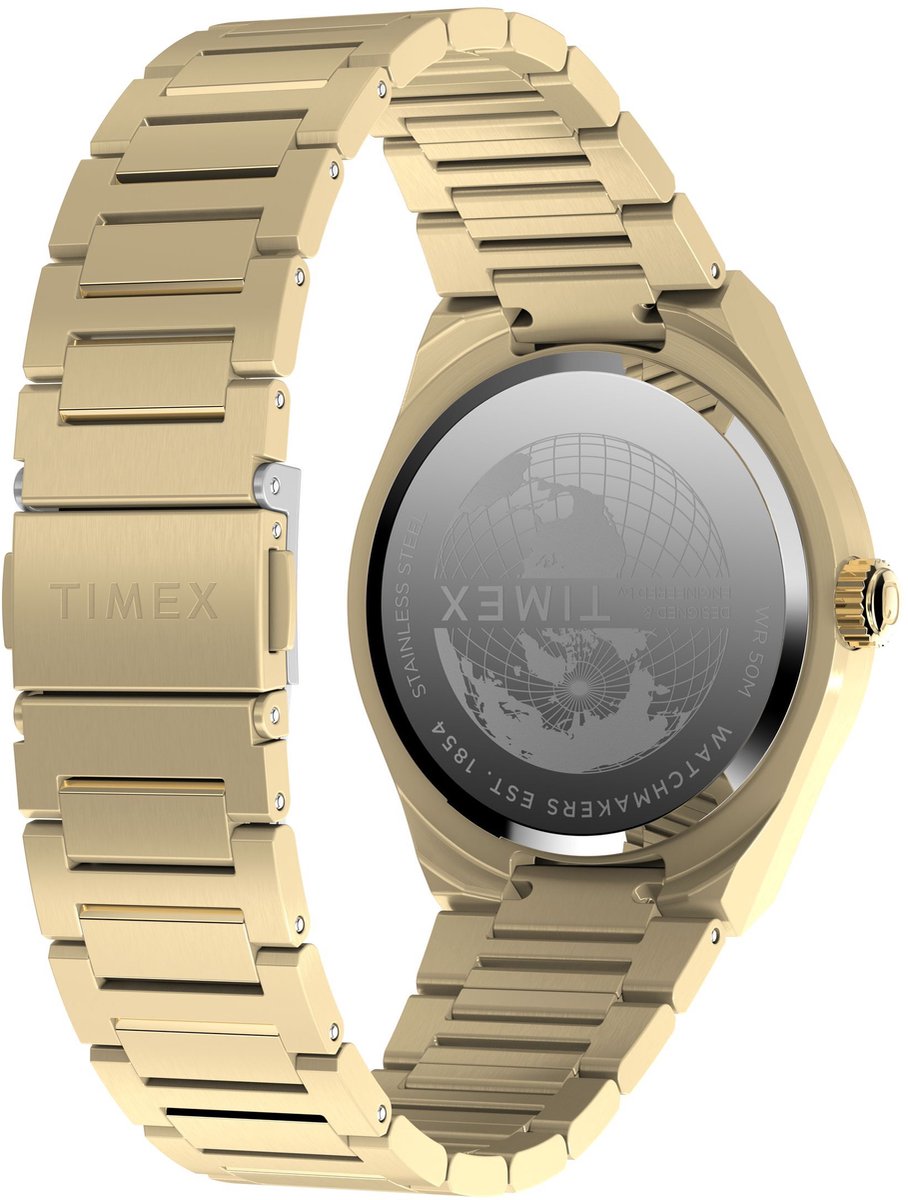 Timex Q Timex® Continental Day And Date Quartz Analoog Horloge Goudkleurig Kast: 100% Roestvrij Staal | Armband 100% Roestvrij Staal 39 mm TW2Y35100AJ, TW2Y35200AJ