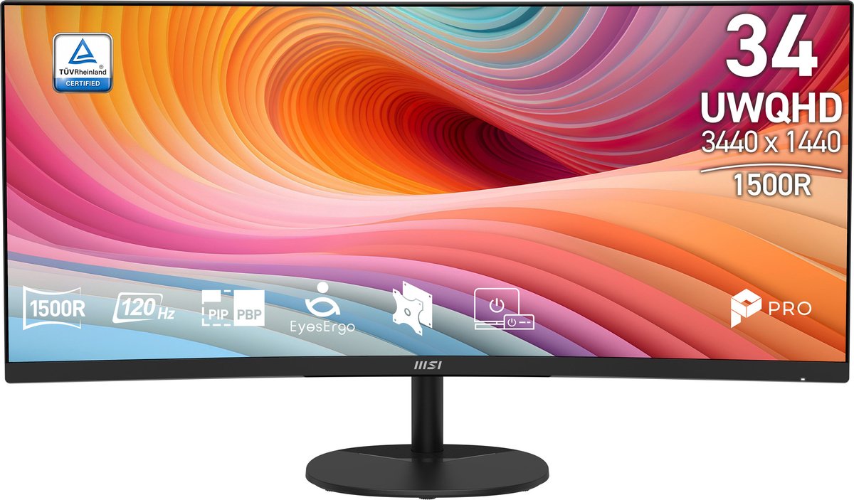 MSI PRO MP341CQ E12 UltraWide QHD Curved Monitor 120hz 34 inch Speakers