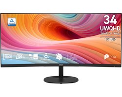 MSI PRO MP341CQ E12 - UltraWide QHD Curved Monitor - 120hz - 34 inch - Speakers