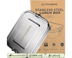 Dutchers® RVS Lunchbox met 3 Compartimenten – 1400 ml - BentoBox - Lunchtrommel - Volwassenen - Broodtrommel - Foodprep - BPA Vrij Luchtdicht, Duurzaam & Stijlvol