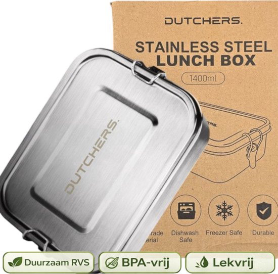 Boîte à lunch Dutchers® en acier inoxydable à 3 compartiments – 1400 ml – Boîte à bento – Boîte à lunch – Foodprep – Sans BPA, hermétique, durable et élégante