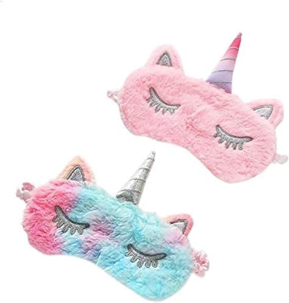 Set van 2 zachte pluche slaapmaskers met eenhoorn ontwerp voor kinderen