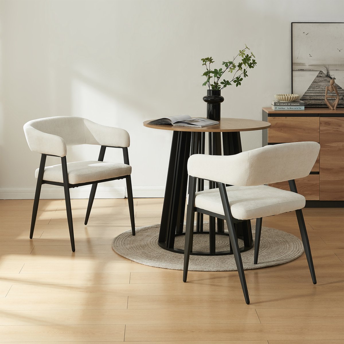 en.casa Eetkamerstoel Kohlmand set van 2 beige en zwart [en.casa]