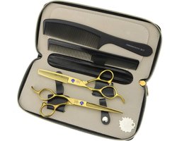 Japanse 440c Stalen Kappersscharen Set 6 inch - Goud, Professioneel Haarknippen en Dunner Maken