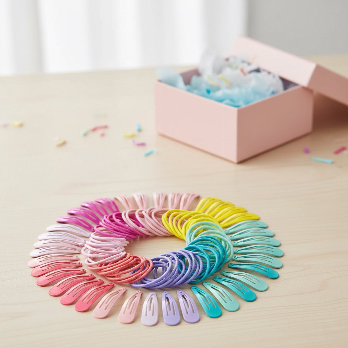 Haaraccessoires Kind - 120 Haarspeldjes en Elastiekjes voor Meisjes in Doosje