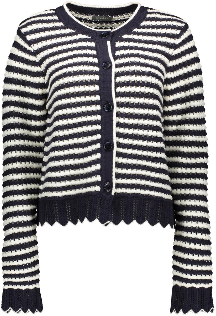 Geisha Vest Vest Met Streep Patroon 64010 10 Navy/offwhite Dames Maat - L