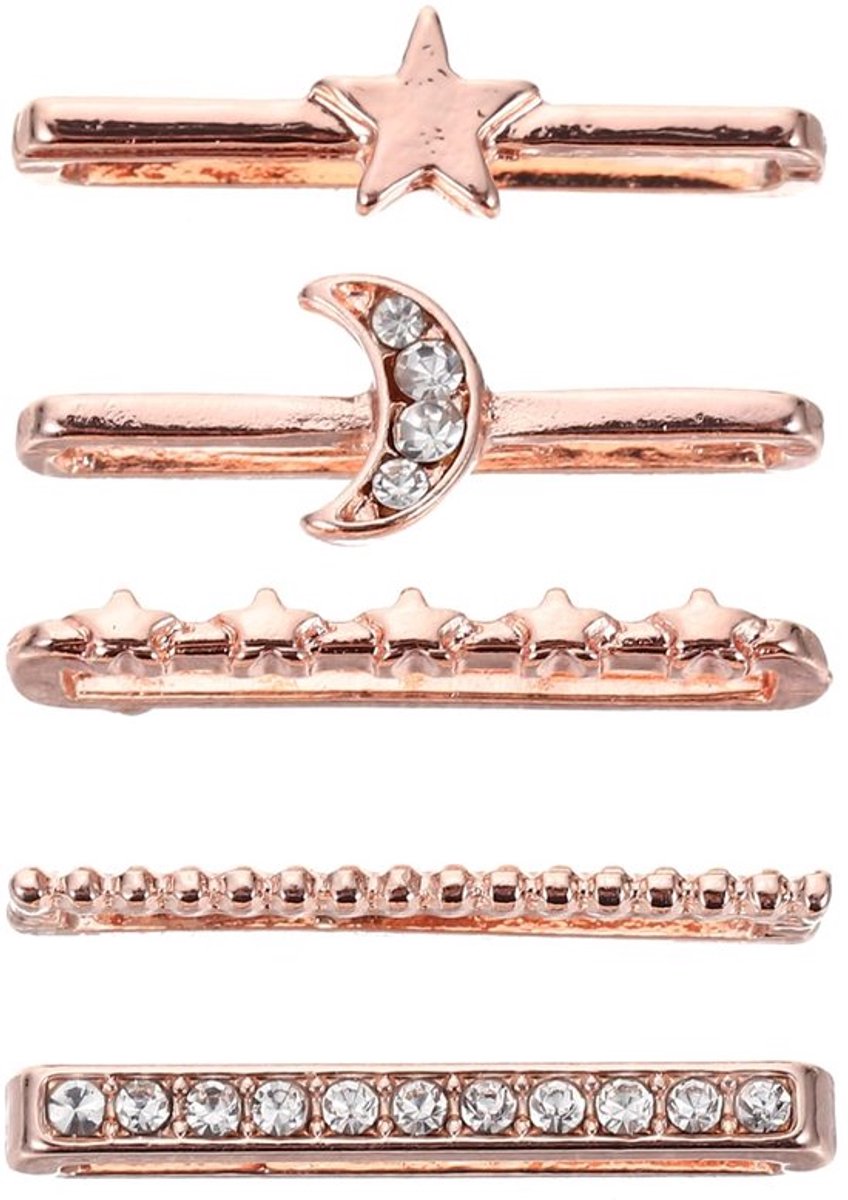 KARZO - Set van 5 siliconen en metalen hangers in roségoud voor smartwatches, geschikt als decoratieve ringen en bedels voor armbanden met een stijlvolle uitstraling
