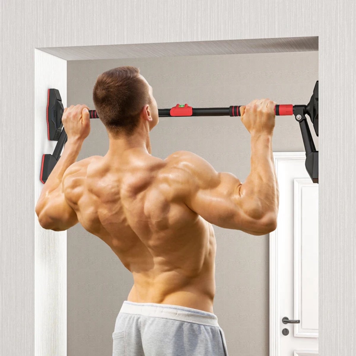 Exoluxe Premium Pull Up Bar - Pull Up Station - Verstelbaar 80-110 cm thumbnail 4