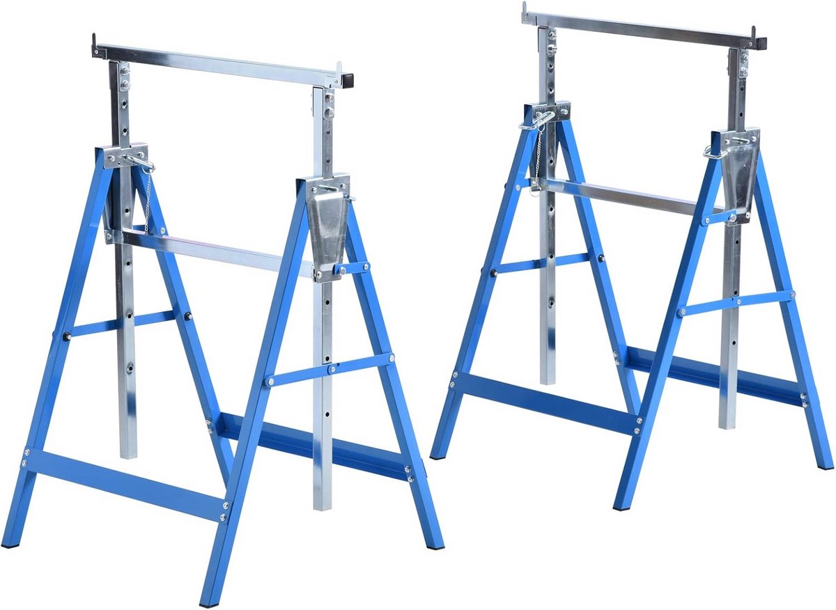 Set van 2 Verstelbare Telescopische Steunbokken - Zwarte Werkbokken voor Bouw en Klussen