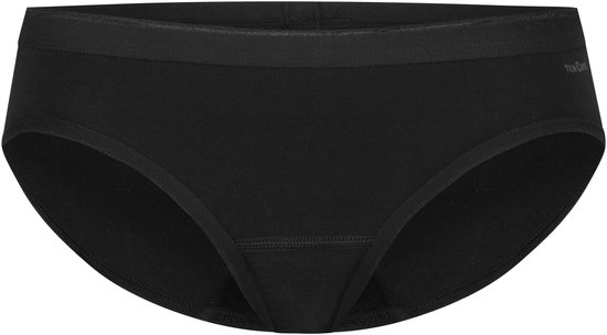 Zwarte Ten Cate slip met elastische tailleband en subtiel merklogo aan de zijkant.
